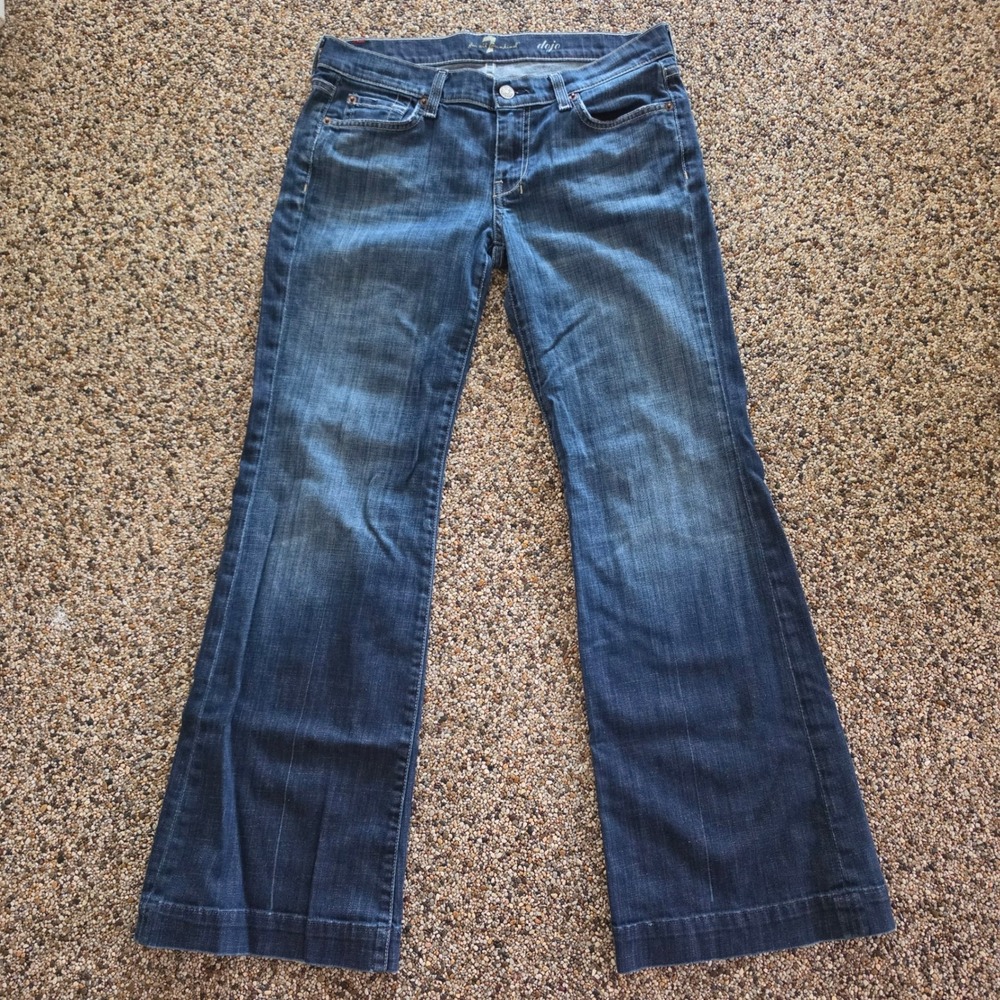 7 For All Mankind Dojo Wide Leg Trouser Jeans Dark Wash Size 28
